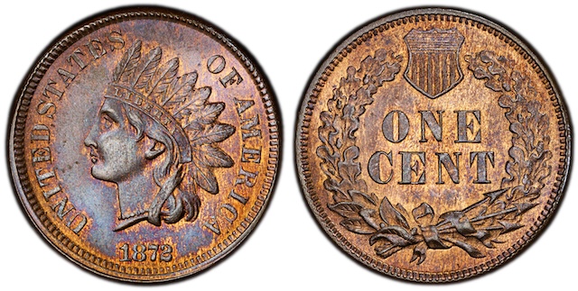 Group of 1872 Indian Head pennies in various grades from worn Good through About Uncirculated, showing the range of surviving condition for this semi-key date